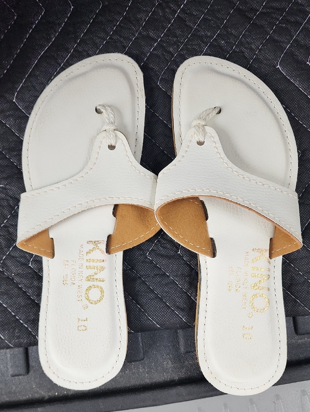 Kino White Leather Slide Sandals for Women